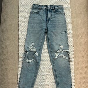 Distressed Blue Jeans
